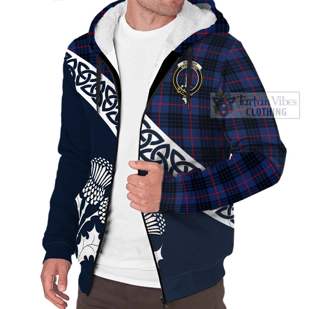 Morgan Tartan Sherpa Hoodie Featuring Thistle and Scotland Map - Tartan Vibes Clothing
