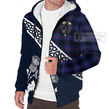 Morgan Tartan Sherpa Hoodie Featuring Thistle and Scotland Map - Tartan Vibes Clothing