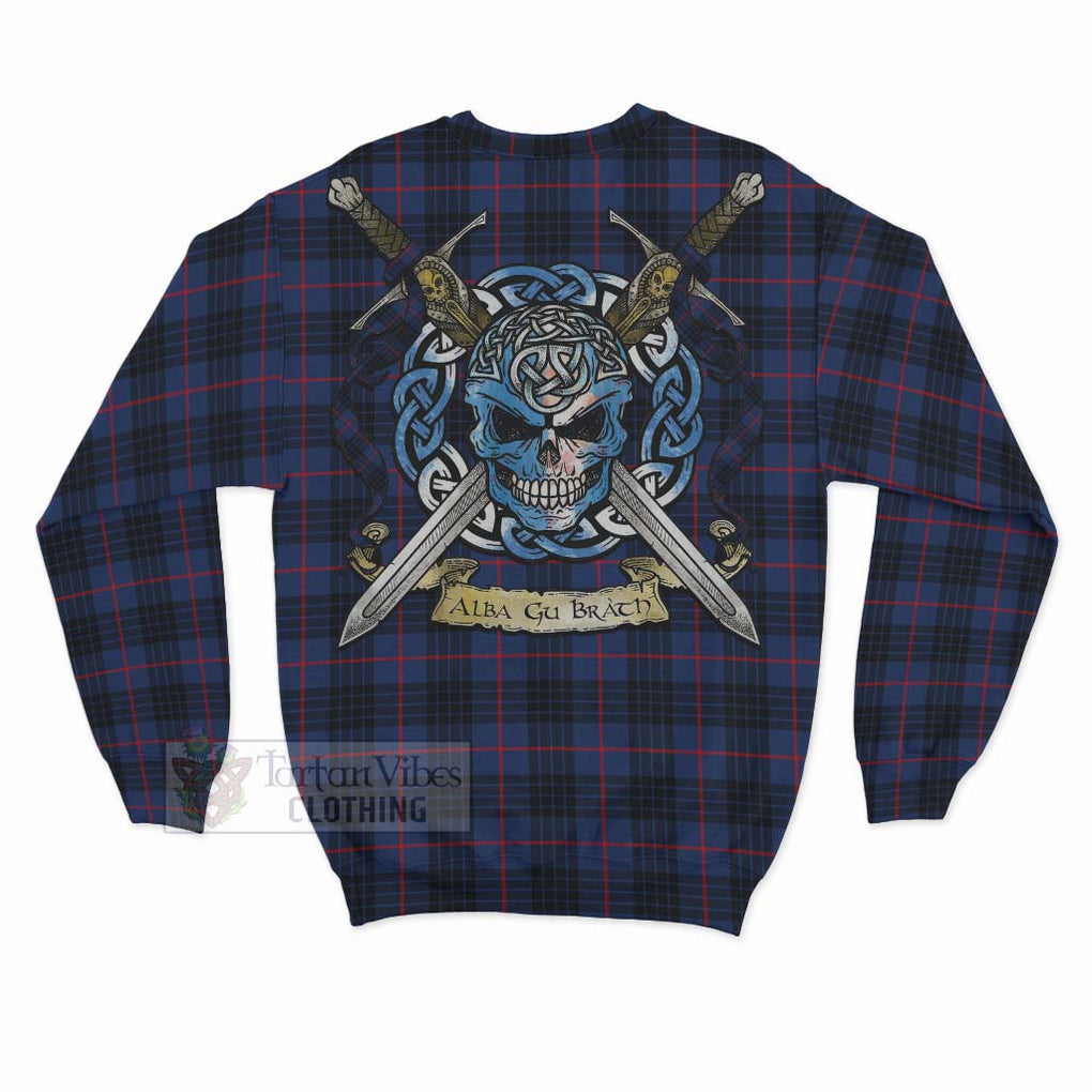 Morgan Tartan Sweatshirt with Family Crest Celtic Skull Style - Tartan Vibes Clothing