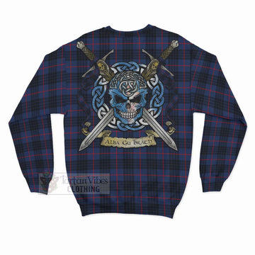 Morgan Tartan Sweatshirt with Family Crest Celtic Skull Style - Tartan Vibes Clothing