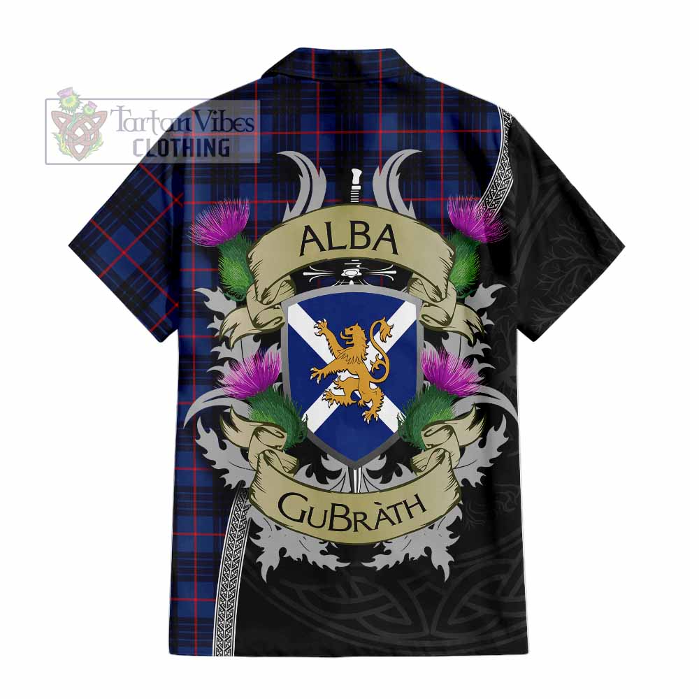 Morgan Tartan Family Crest Hawaiian Shirt Lion Rampant Royal Thistle Shield Celtic Inspired - Tartan Vibes Clothing