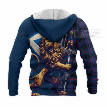Morgan Tartan Family Crest Knitted Hoodie with Scottish Majestic Lion - Tartan Vibes Clothing