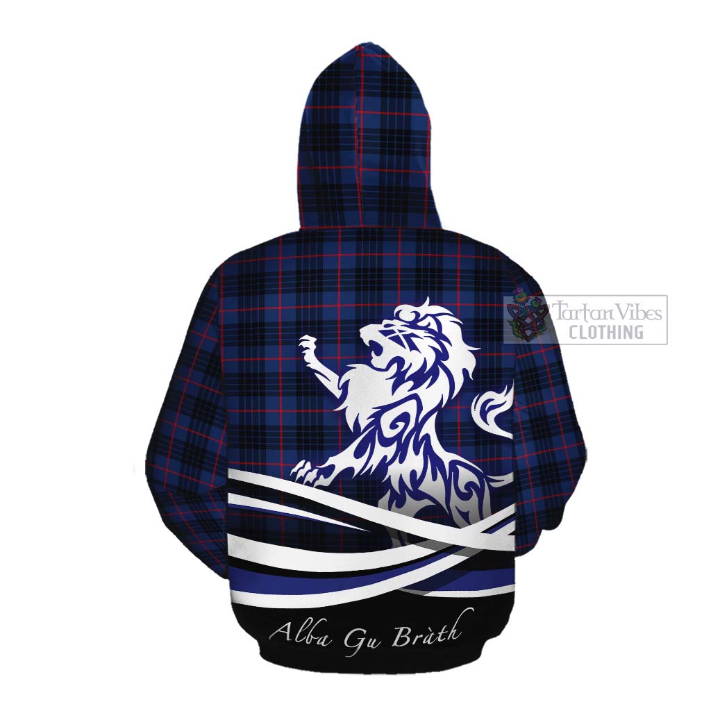 Morgan Tartan Cotton Hoodie with Alba Gu Brath Regal Lion Emblem Pullover Hoodie - Tartan Vibes Clothing