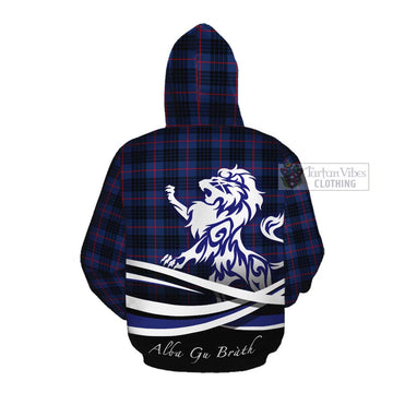 Morgan Tartan Cotton Hoodie with Alba Gu Brath Regal Lion Emblem Pullover Hoodie - Tartan Vibes Clothing
