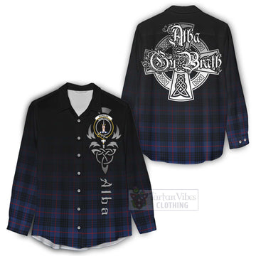 Morgan Tartan Women's Casual Shirt Featuring Alba Gu Brath Family Crest Celtic Inspired - Tartan Vibes Clothing