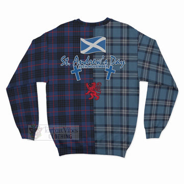 Morgan Tartan Sweatshirt Happy St. Andrew's Day Half Tartan Style - Tartan Vibes Clothing
