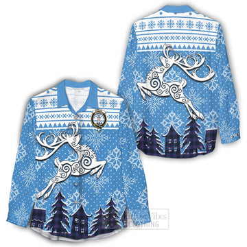 Morgan Clan Christmas Women's Casual Shirt Celtic Reindeer Style - Tartan Vibes Clothing