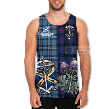 Morgan Tartan Men's Tank Top Happy St. Andrew's Day Half Tartan Style - Tartan Vibes Clothing