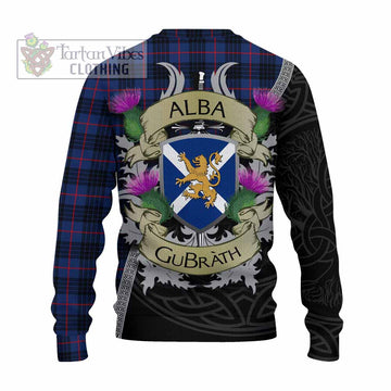 Morgan Tartan Family Crest Knitted Sweater Lion Rampant Royal Thistle Shield Celtic Inspired - Tartan Vibes Clothing