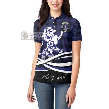 Morgan Tartan Women's Polo Shirt with Alba Gu Brath Regal Lion Emblem - Tartan Vibes Clothing