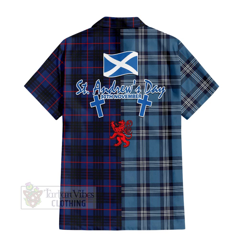 Morgan Tartan Hawaiian Shirt Happy St. Andrew's Day Half Tartan Style - Tartan Vibes Clothing