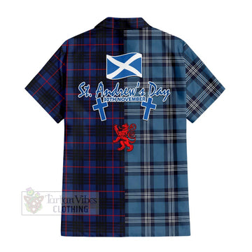 Morgan Tartan Hawaiian Shirt Happy St. Andrew's Day Half Tartan Style - Tartan Vibes Clothing
