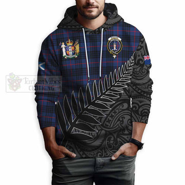 Tartan Vibes Clothing Morgan Crest Tartan Hoodie with New Zealand Silver Fern Half Style
