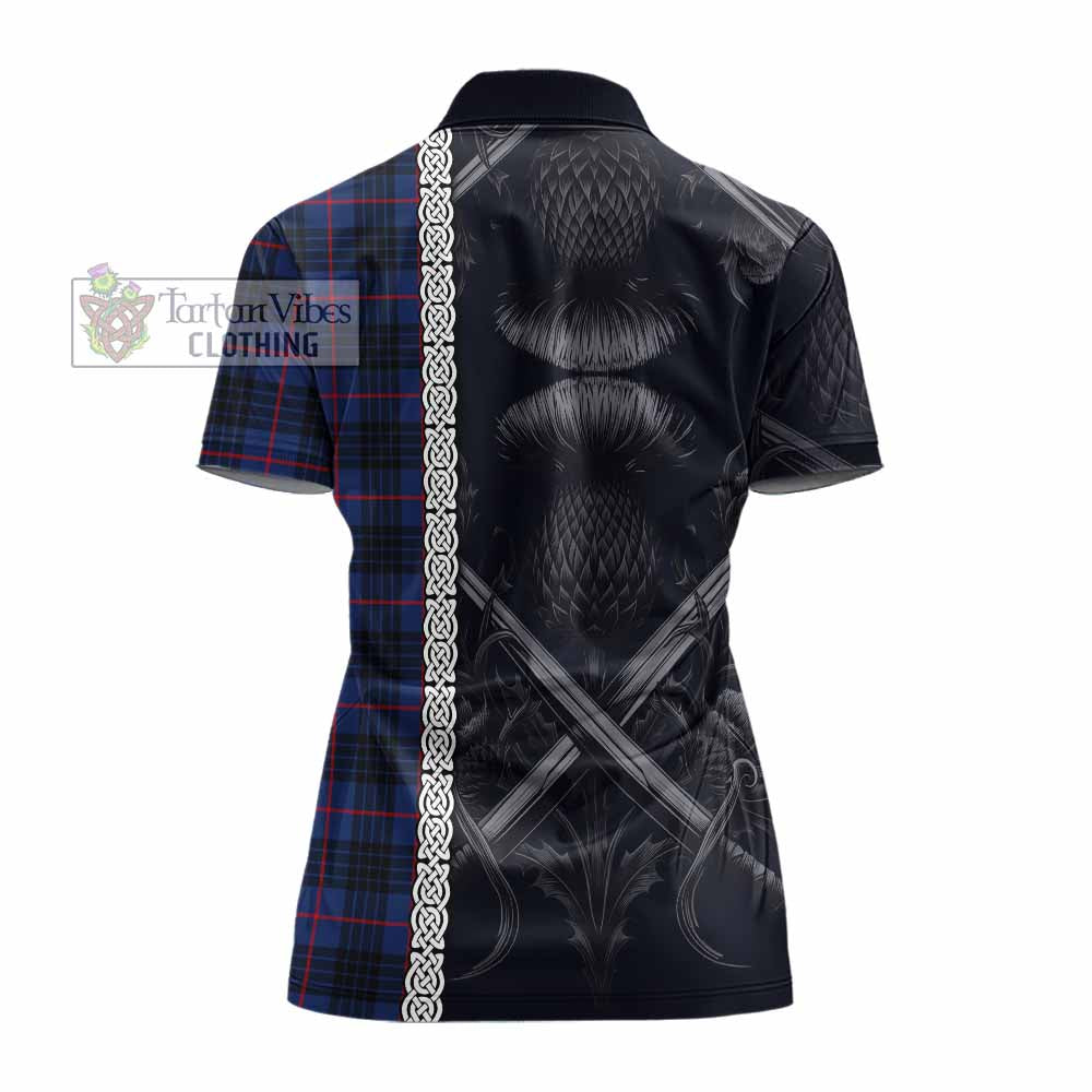 Tartan Vibes Clothing Morgan Tartan Women's Polo Shirt with Family Crest Cross Sword Thistle Celtic Vibes