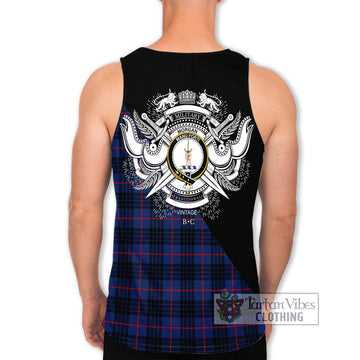 Morgan Tartan Men's Tank Top with Family Crest and Military Logo Style - Tartan Vibes Clothing