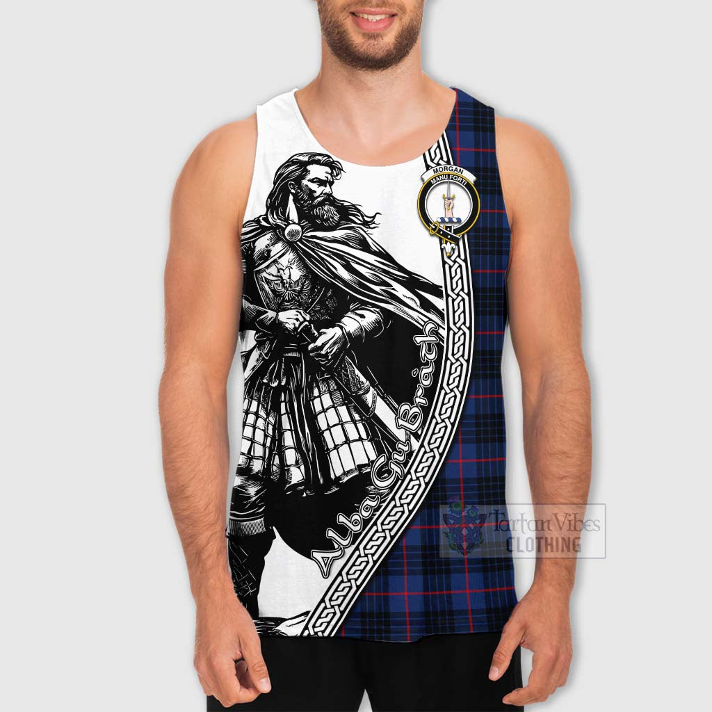 Morgan Tartan Clan Crest Men's Tank Top with Highlander Warrior Celtic Style - Tartan Vibes Clothing