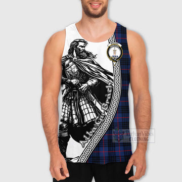 Morgan Tartan Clan Crest Men's Tank Top with Highlander Warrior Celtic Style - Tartan Vibes Clothing