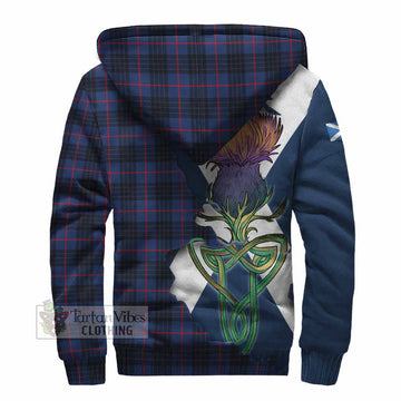 Tartan Vibes Clothing Morgan Tartan Family Crest Sherpa Hoodie Scottish Thistle Celtic Inspired