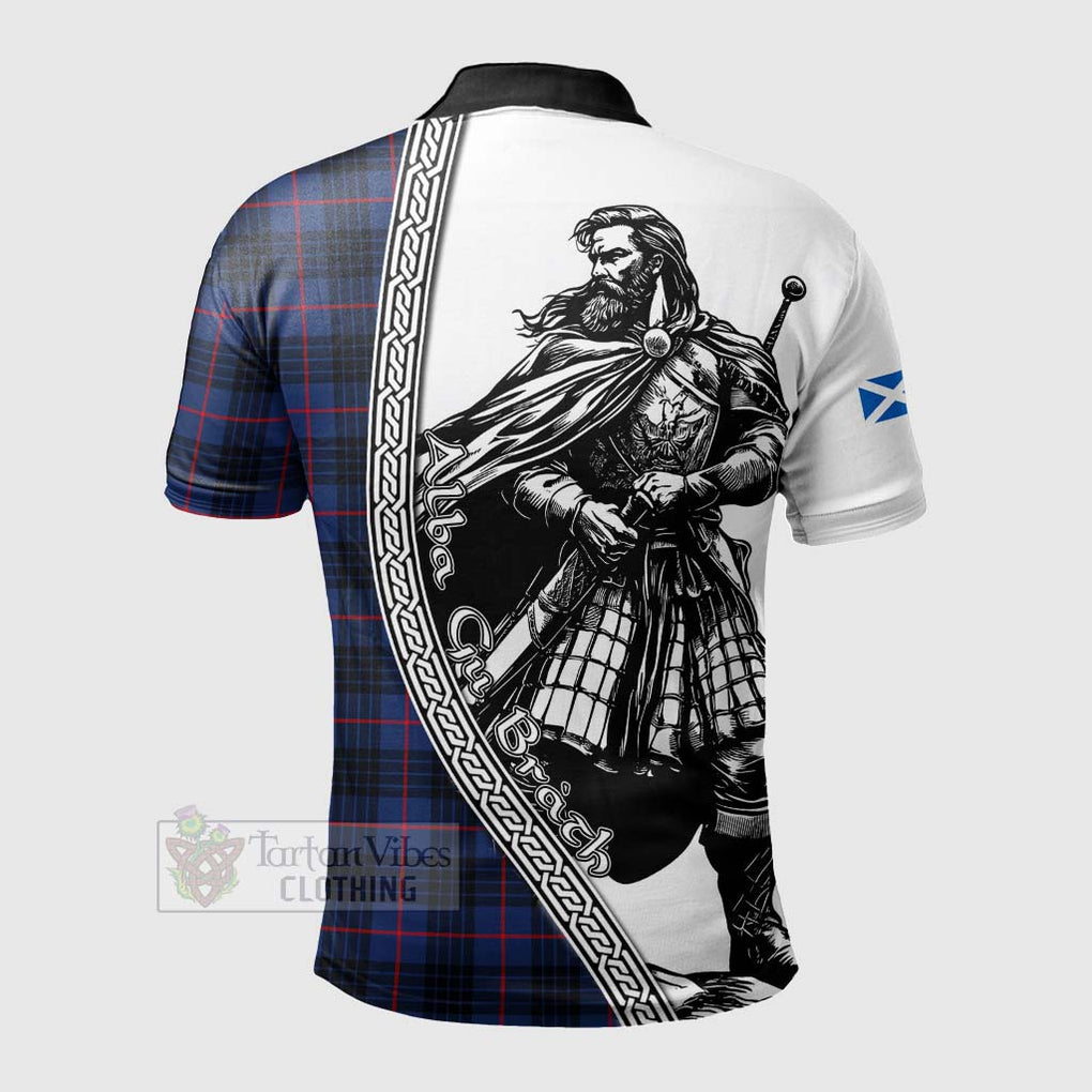 Morgan Tartan Clan Crest Polo Shirt with Highlander Warrior Celtic Style - Tartan Vibes Clothing
