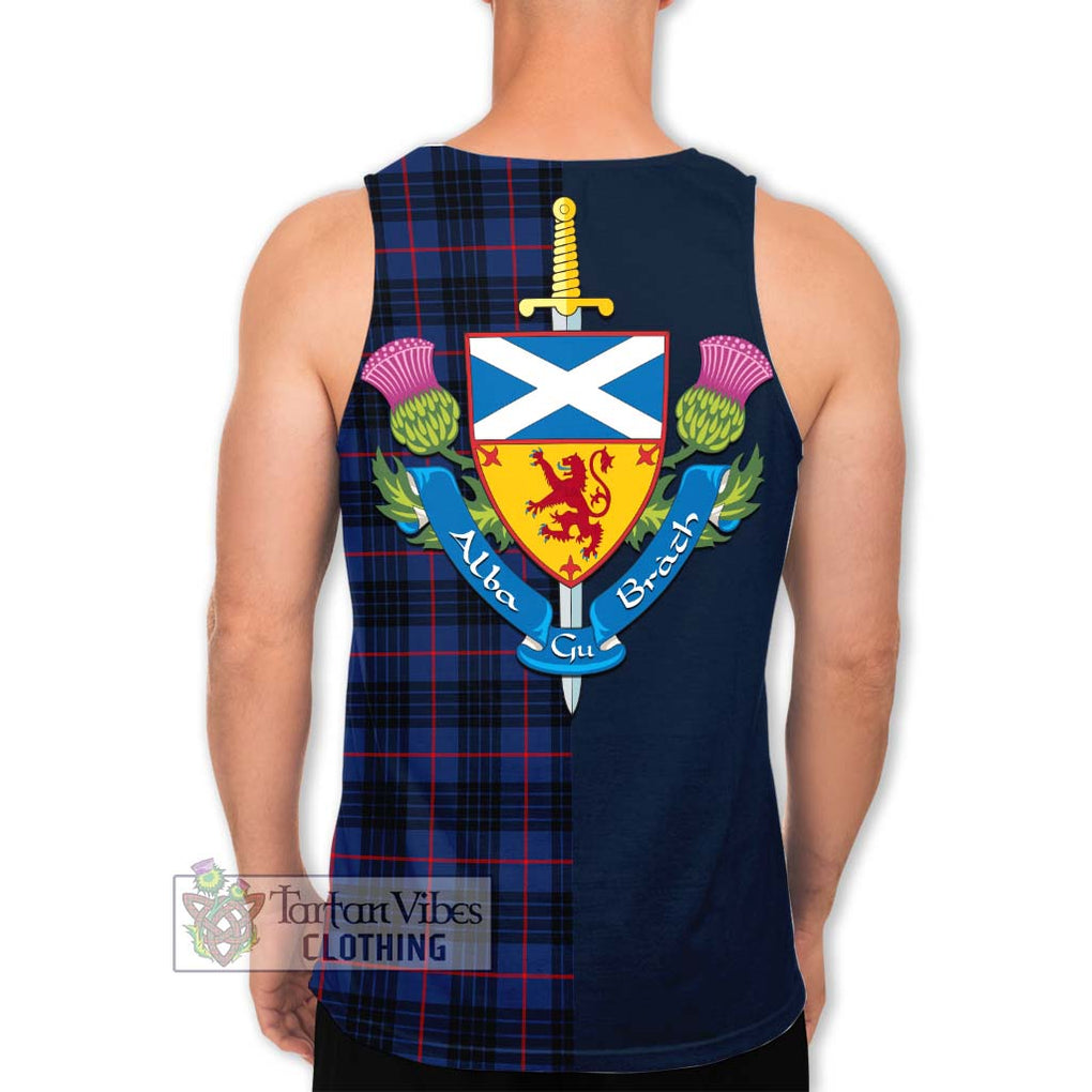 Morgan Tartan Men's Tank Top Alba with Scottish Lion Royal Arm Half Style - Tartan Vibes Clothing