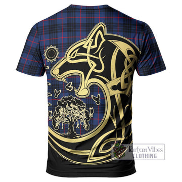 Morgan Tartan T-Shirt with Family Crest Celtic Wolf Style - Tartan Vibes Clothing