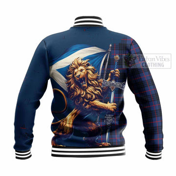 Morgan Tartan Family Crest Baseball Jacket with Scottish Majestic Lion - Tartan Vibes Clothing