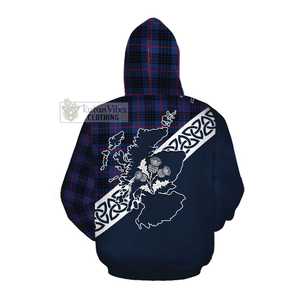 Morgan Tartan Cotton Hoodie Featuring Thistle and Scotland Map Pullover Hoodie - Tartan Vibes Clothing