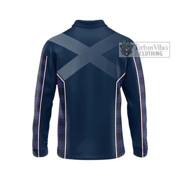 Morgan Tartan Long Sleeve Polo Shirt with Family Crest and Lion Rampant Vibes Sport Style - Tartan Vibes Clothing