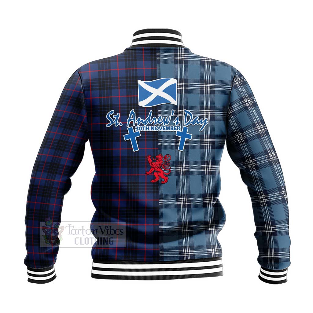 Morgan Tartan Baseball Jacket Happy St. Andrew's Day Half Tartan Style - Tartan Vibes Clothing