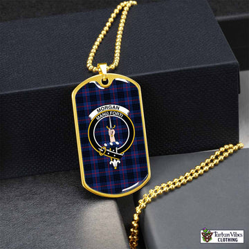 Tartan Vibes Clothing Morgan Tartan Dog Tag Necklace with Family Crest