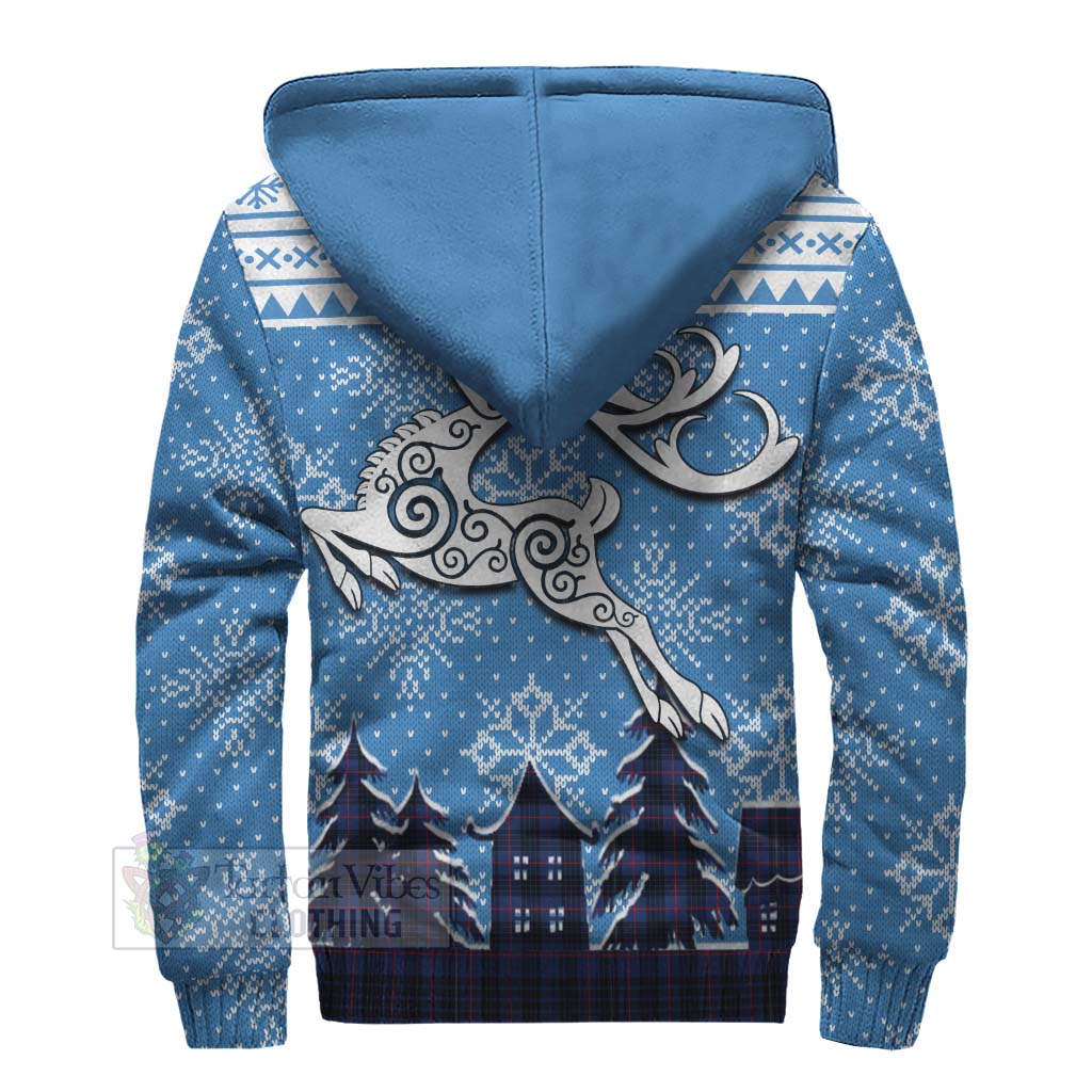 Morgan Clan Christmas Sherpa Hoodie Celtic Reindeer Style - Tartan Vibes Clothing