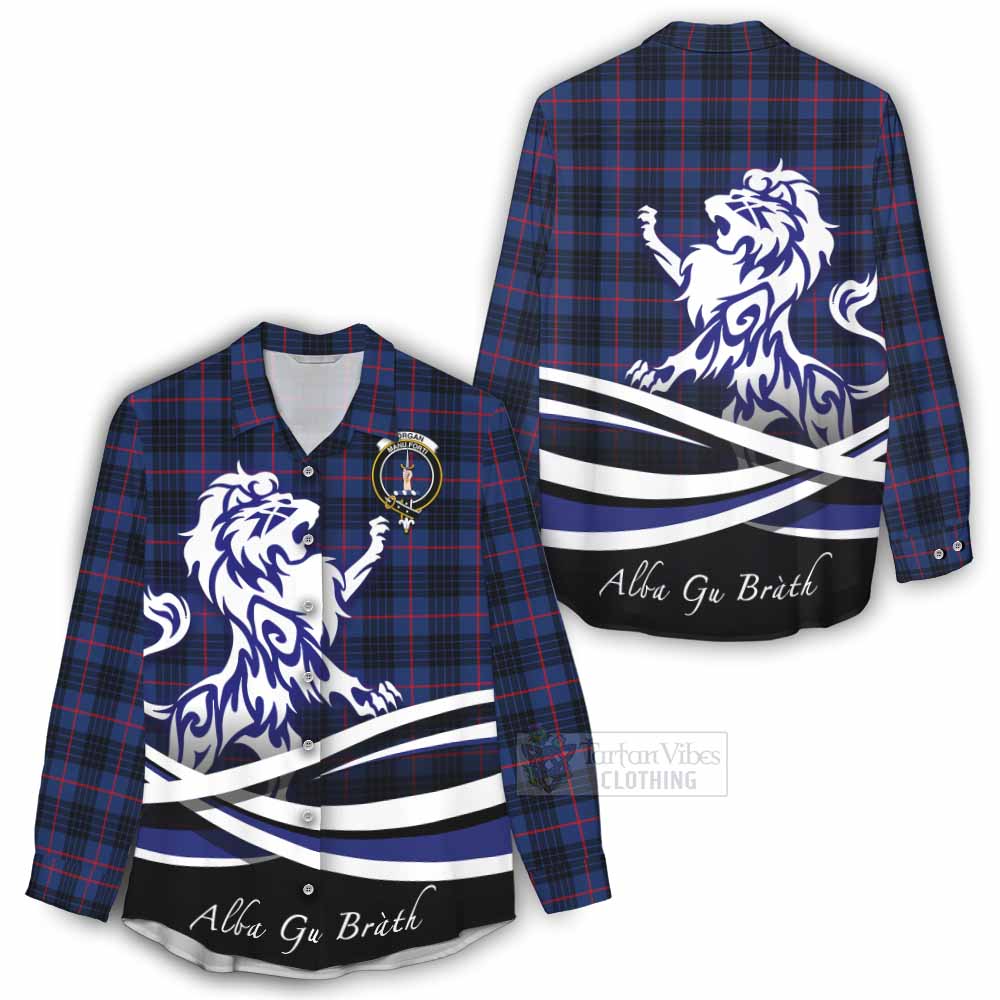 Morgan Tartan Women's Casual Shirt with Alba Gu Brath Regal Lion Emblem - Tartan Vibes Clothing