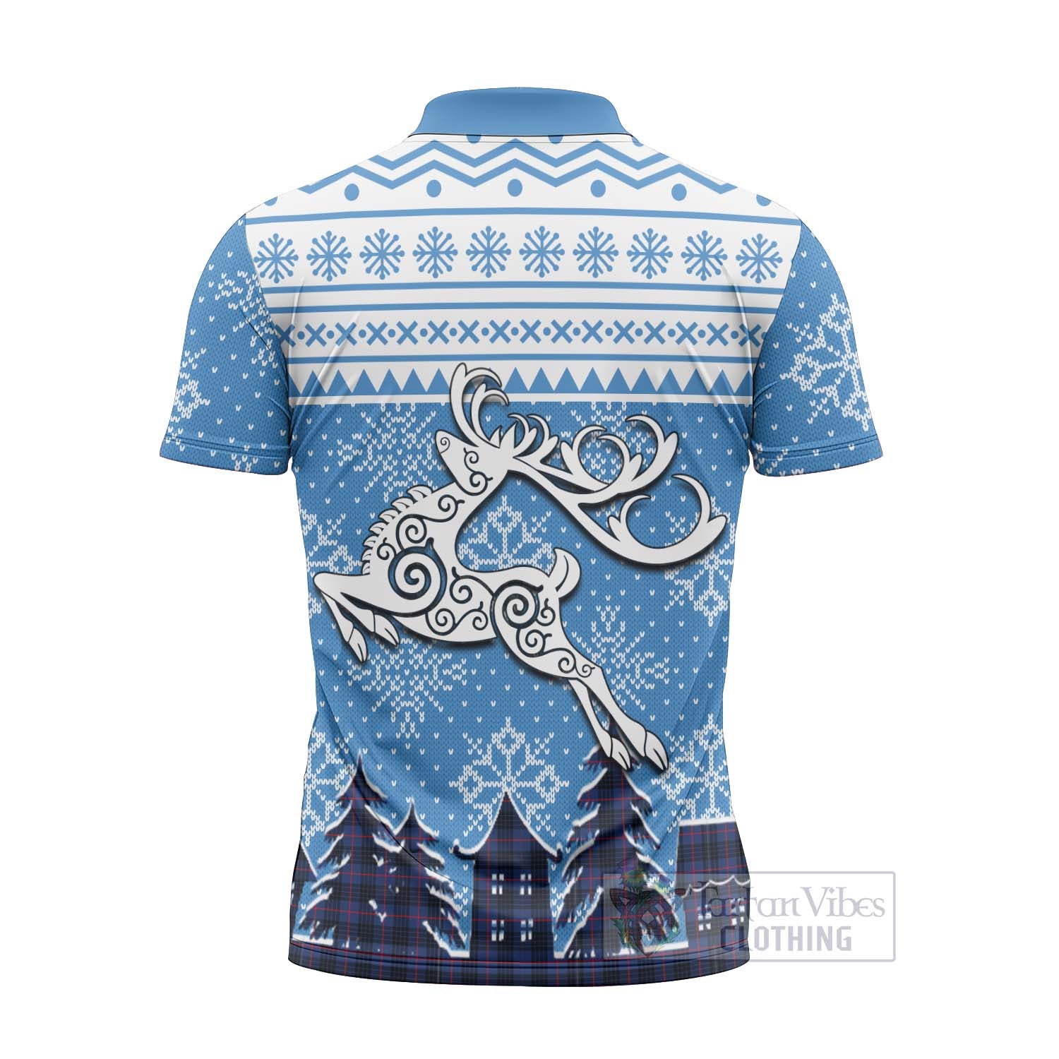 Morgan Clan Christmas Zipper Polo Shirt Celtic Reindeer Style - Tartan Vibes Clothing