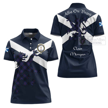 Morgan Tartan Lion Rampant Women's Polo Shirt Proudly Display Your Heritage with Alba Gu Brath and Clan Name - Tartan Vibes Clothing