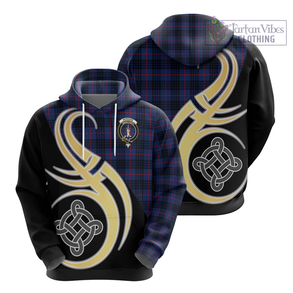 Morgan Tartan Hoodie with Family Crest and Celtic Symbol Style - Tartan Vibes Clothing