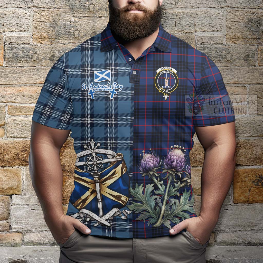 Morgan Tartan Polo Shirt Happy St. Andrew's Day Half Tartan Style - Tartan Vibes Clothing