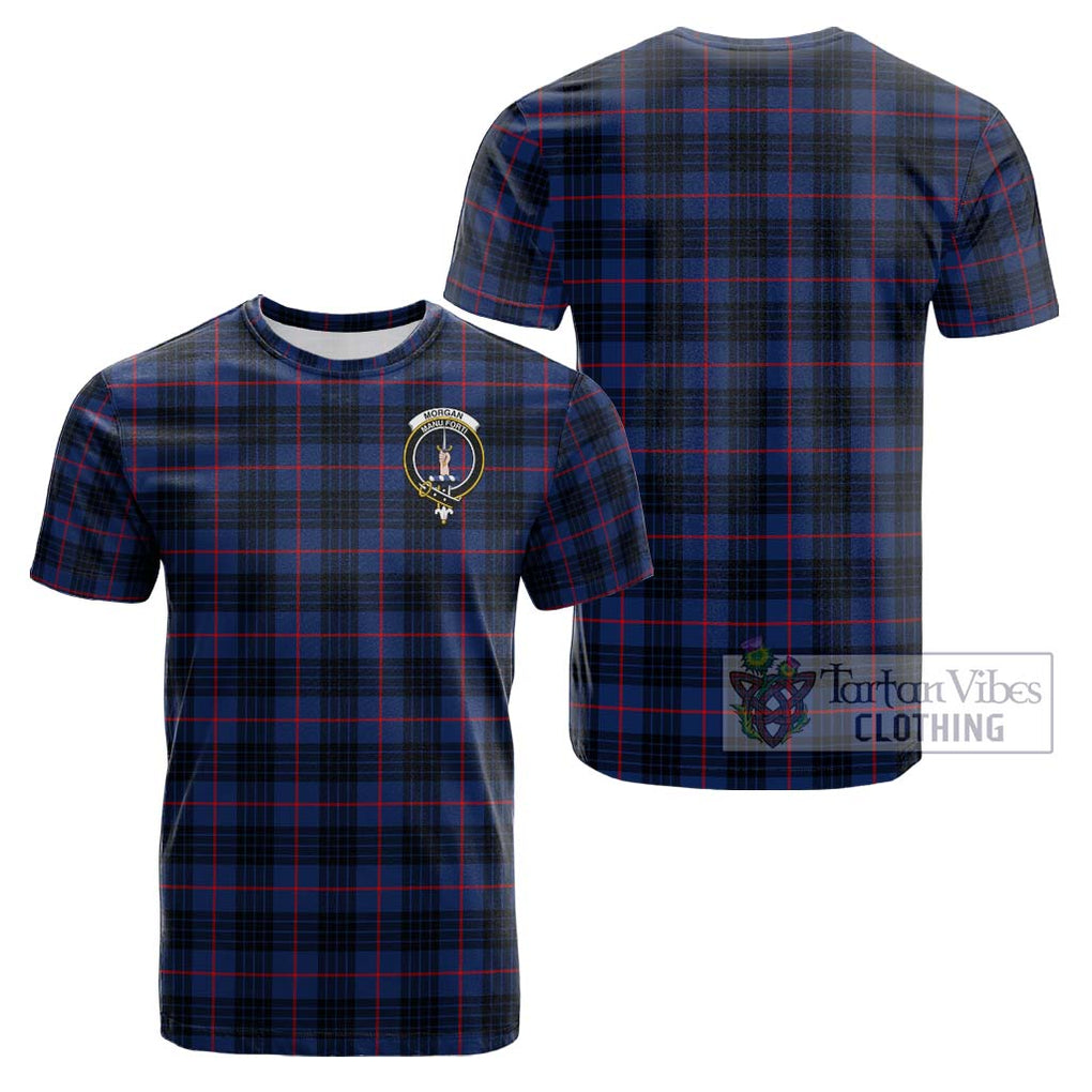 Morgan Tartan Cotton T-Shirt with Family Crest - Tartan Vibes Clothing