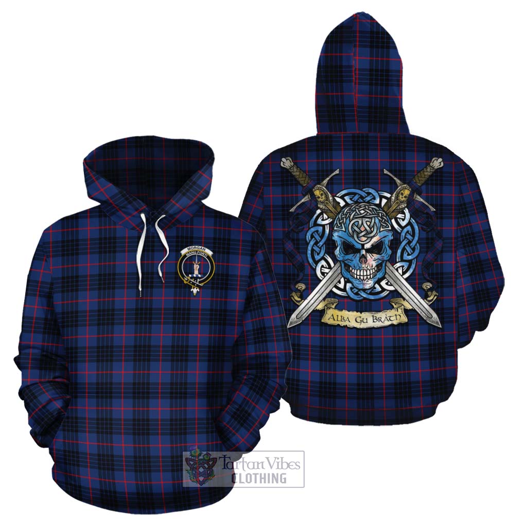 Morgan Tartan Cotton Hoodie with Family Crest Celtic Skull Style Zip Hoodie - Tartan Vibes Clothing