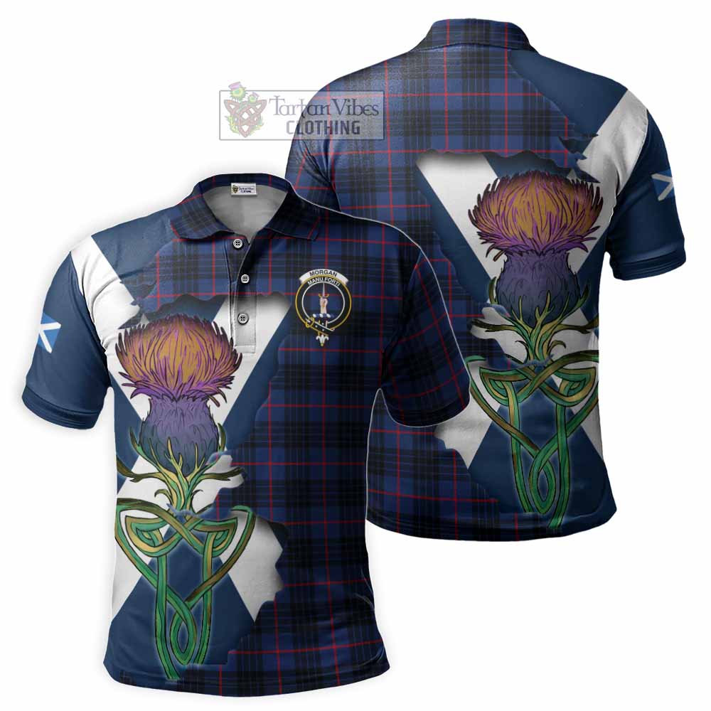 Morgan Tartan Family Crest Polo Shirt Scottish Thistle Celtic Inspired - Tartan Vibes Clothing
