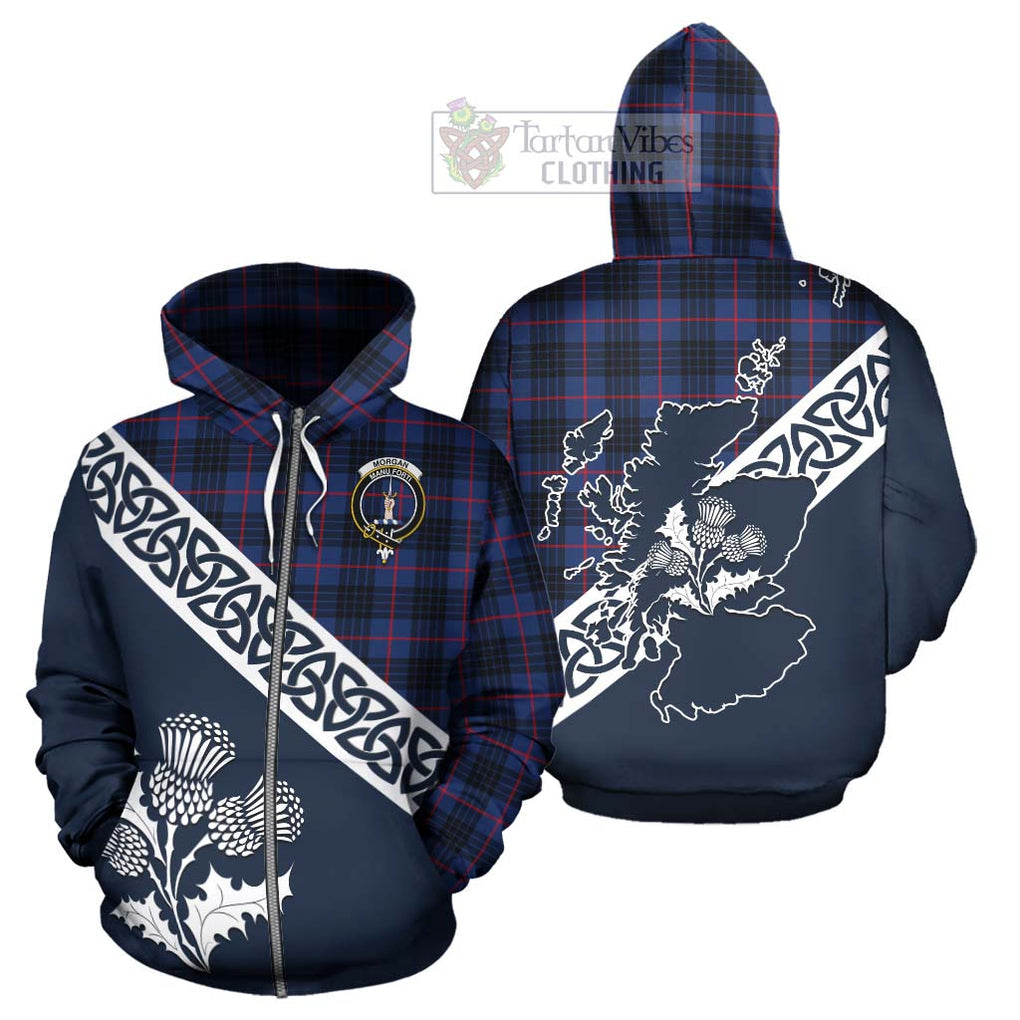 Morgan Tartan Hoodie Featuring Thistle and Scotland Map - Tartan Vibes Clothing