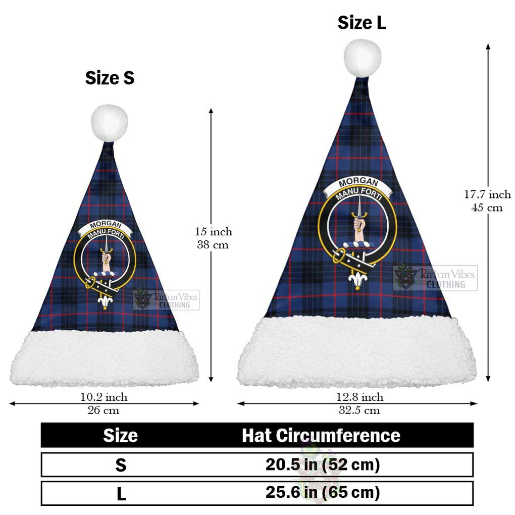 Morgan Tartan Christmas Santa Hats with Family Crest Christmas Hat L 25.6in (65cm) - Tartan Vibes Clothing