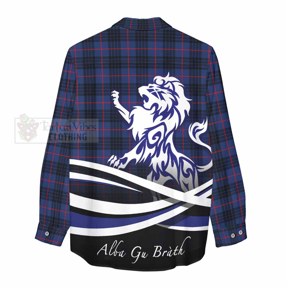 Morgan Tartan Women's Casual Shirt with Alba Gu Brath Regal Lion Emblem - Tartan Vibes Clothing