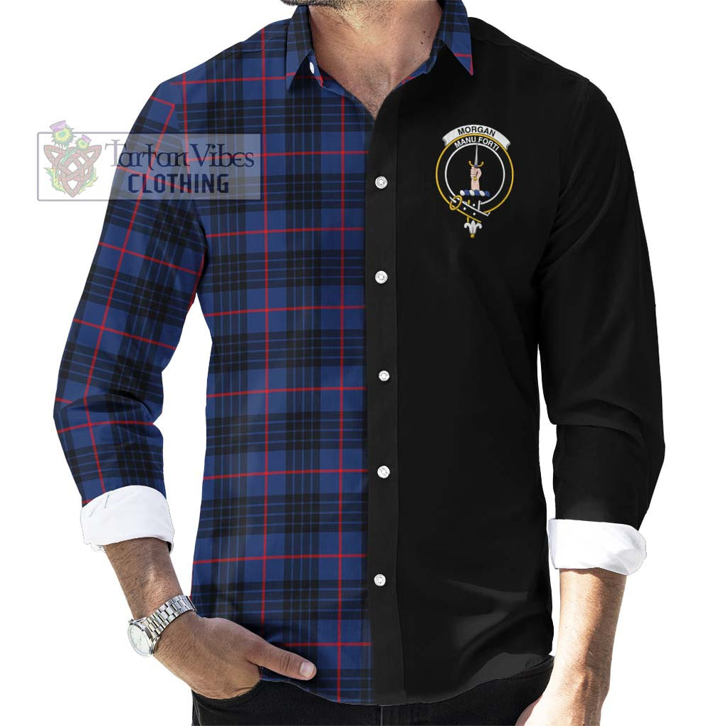 Morgan Tartan Long Sleeve Button Shirt with Family Crest and Half Of Me Style - Tartanvibesclothing Shop