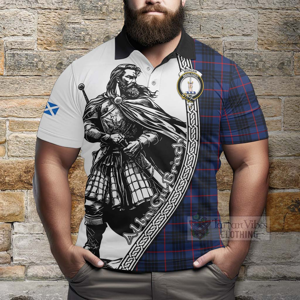 Morgan Tartan Clan Crest Polo Shirt with Highlander Warrior Celtic Style - Tartan Vibes Clothing