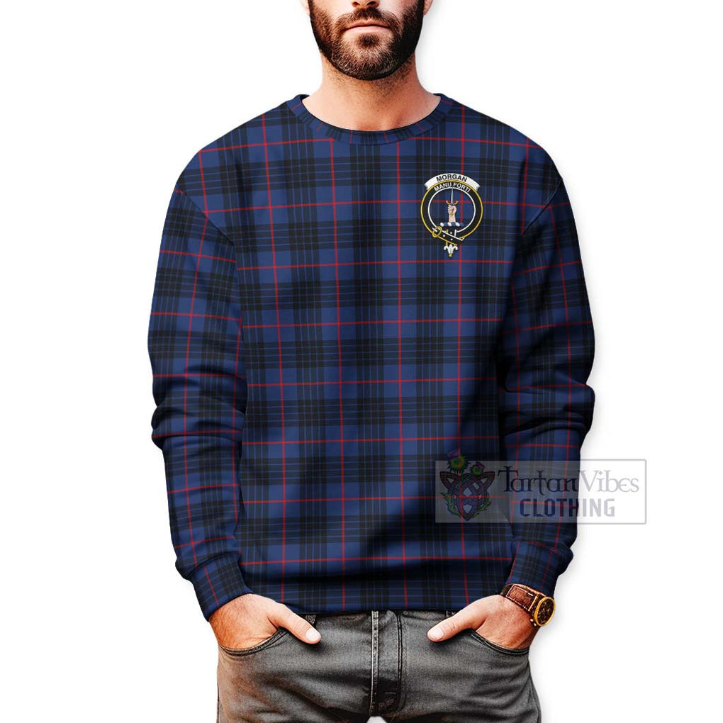Morgan Tartan Sweatshirt with Family Crest Celtic Skull Style - Tartan Vibes Clothing