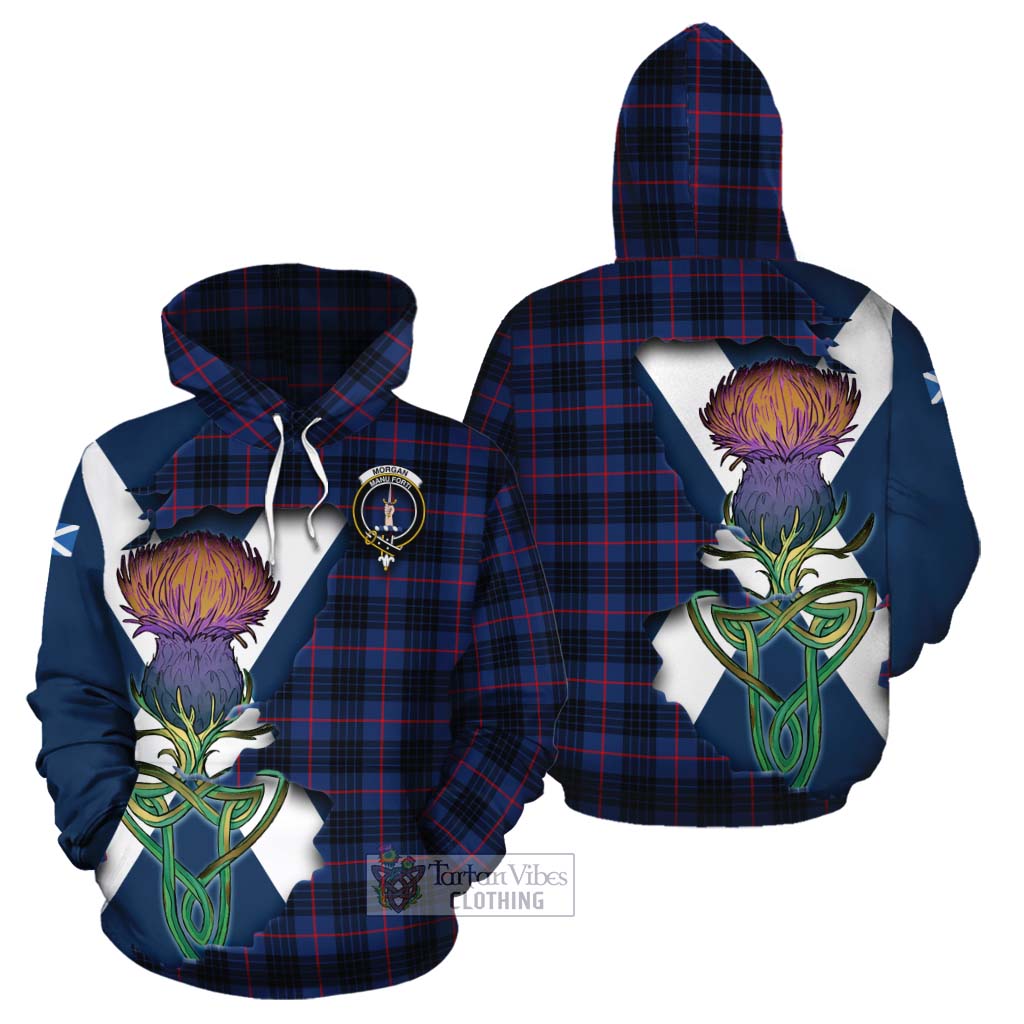 Morgan Tartan Family Crest Cotton Hoodie Scottish Thistle Celtic Inspired - Tartan Vibes Clothing