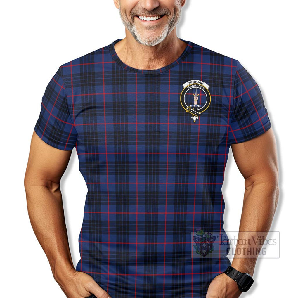 Morgan Tartan T-Shirt with Family Crest Celtic Skull Style - Tartan Vibes Clothing