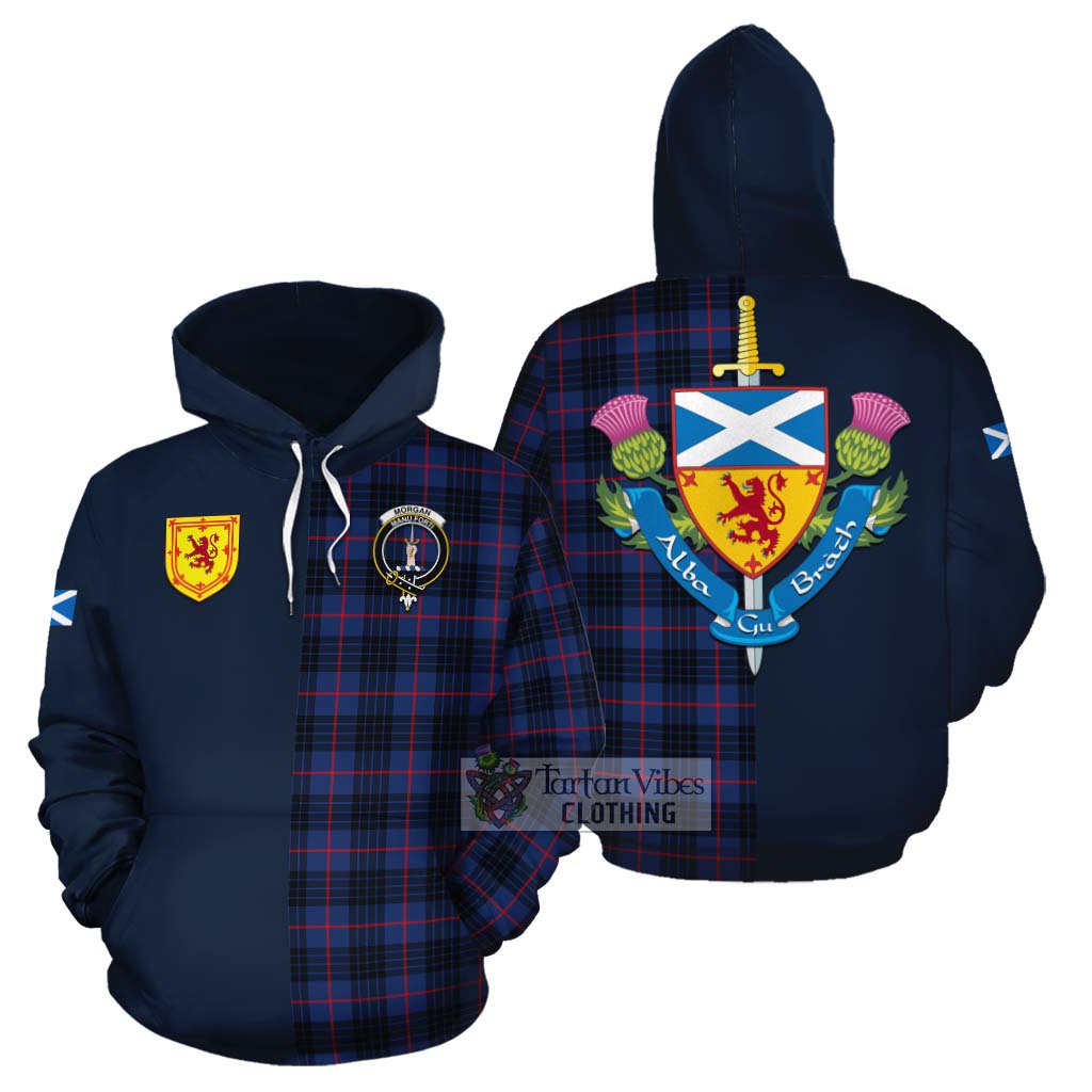 Morgan Tartan Cotton Hoodie Alba with Scottish Lion Royal Arm Half Style Zip Hoodie - Tartan Vibes Clothing