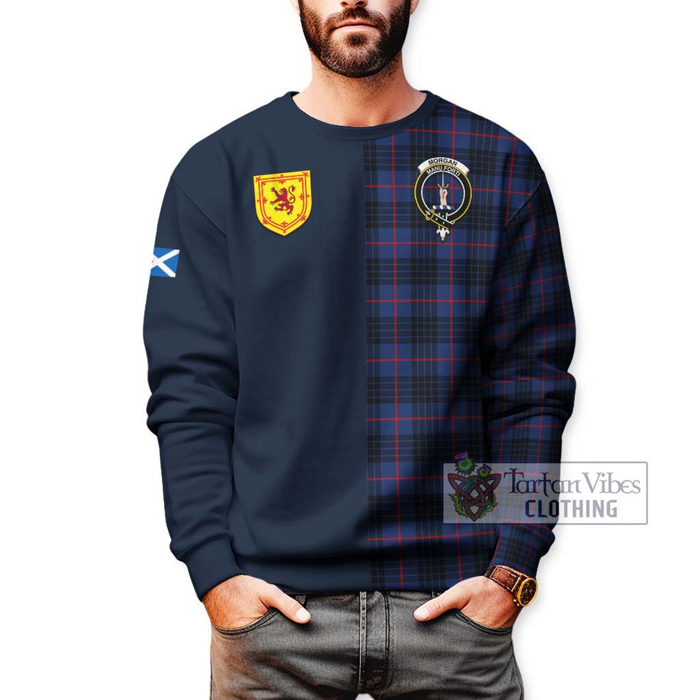 Morgan Tartan Sweatshirt Alba with Scottish Lion Royal Arm Half Style - Tartan Vibes Clothing