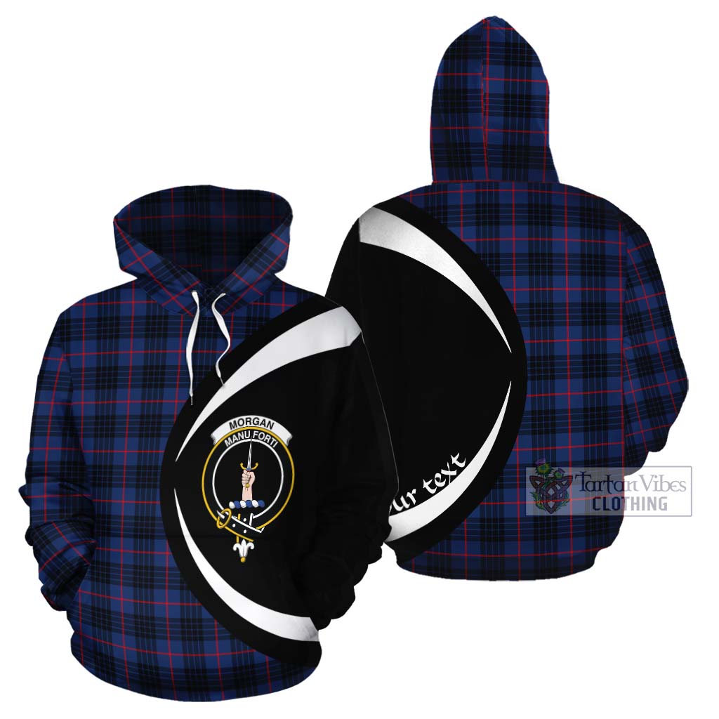 Morgan Tartan Cotton Hoodie with Family Crest Circle Style Zip Hoodie - Tartan Vibes Clothing